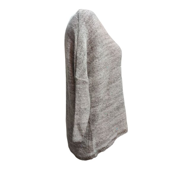 ANA XL Womens Sweater Silver Gray Knit Holographic Sequin Scoop Neck 3/4 Sleeve - Picture 11 of 16